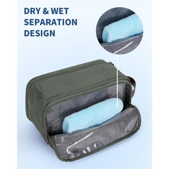 Mens Toiletry Bag Travel Dopp Kit Shaving Bag Waterproof Canvas Organizer Case - Picture 2 of 7